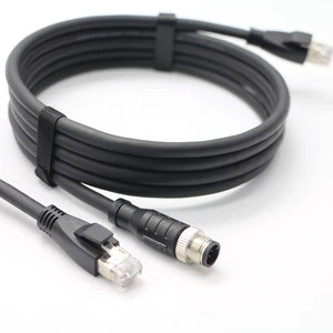 M12 12 Pin Male to RJ45 High Flexible Cable for Cognex Camera Actuators Sensors Industrial Ethernet Fieldbus
