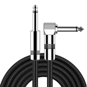 Guitar Cable 10ft Electric Instrument Bass AMP Cord for Electric Mandolin, Pro Audio (Right Angle to Straight, Black)