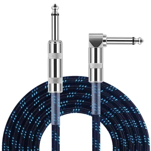 10FT Noiseless Braided Tweed Cloth Guitar Cords Instrument Cable for Electric Guitar and Bass