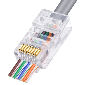Imported PC Material Cat5e /cat6/Cat7 Ethernet Network Connector Accessory RJ45 Pass Plug Adapter RJ45 a Cat 7 Network Connector