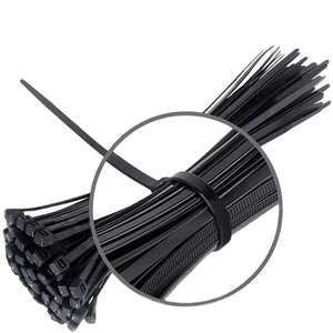 Original Factory Heavy Duty Nylon Cable Ties Self-Locking 200mm and 250mm Length Black Removable and Reusable Pack of 100