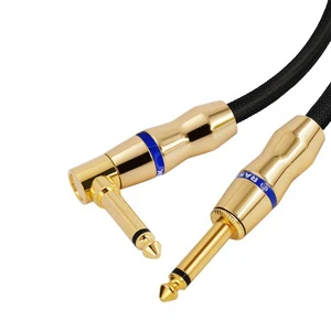 RASANTEK OEM ODM Right Angle 6.35mm Plug Guitar Audio Instrument Hi-end 6.35mm Guitar Cable for Electric Classical Guitar Cable