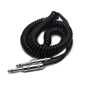 Black 6.35mm Coiled Guitar Cable Straight to Straight 5m Black, Heavy Duty Audio Cable for Guitar Amplifier
