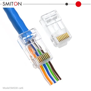 Rg45 Conector Cat5e RJ 45 8P8C LAN CABLE WIRE Utp Pass Through RJ45 Clamp Through Plug Cat 6 Rj 45 Rj45 Connector Cat6