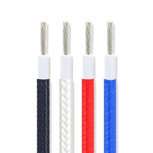 PTFE ROHS for Certified 100m Roll Electrical Wire 50-100 Degree Celsius Resistant Silicone Rubber Insulated Braided Stranded