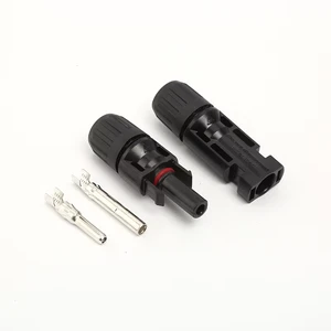 Pair of Flat Head Waterproof Flame-retardant Cable Plug Photovoltaic Connector for Solar Panel Component