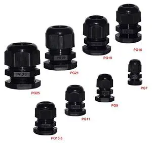 Factory Metric Thread Waterproof Cable Connector Plastic IP68 Nylon Adjustable 3.5 - 13mm Black Cable Glands Joints P