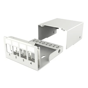 Enmane 1U 4 Port White Surface Mount Keystone Jack Patch Panel Box RJ45 Surface Mount Empty Keystone Jacks