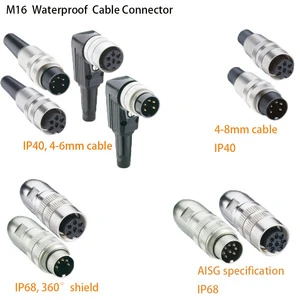 M16 Waterproof Cable Connector (din Connector) SV30 Male 3/4/5/6/7/8/12/14 Pole IP40 IP68 AISG Connector