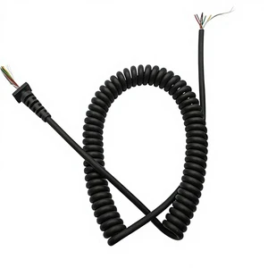 PU Material 7PIN Communication Signal Double-Shielded Spring Coiled Uninsulated 26AWG Telescopic Power Wire Harness Cable No
