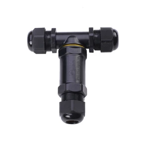 IP68 Waterproof T Shape Cable Connector 3 Way for 4mm-14mm Cable Nylon Material Electrical Junction Box
