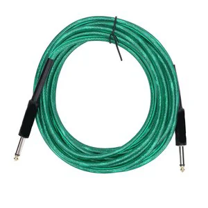 Guitar Cable 6.35mm PVC Plastic Flexible Straight Head Noise Reduction Electric Bass Cord Green 6m / 19.7ft