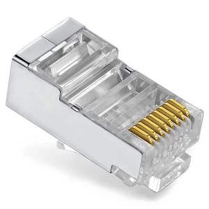 DENIXI Factory Price 8P8C RJ45 Connector Metal Plating Shielding RJ45 CAT5 CAT6 for Connect Network