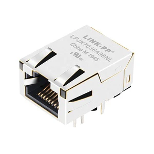 With LEDs 1000 Base-T Low-Profile Right Angle RJ45 Connector