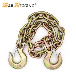 US Standard Heavy Tow Chain Nacm90 Grade 70 Transport Chain 4700lbs 5/16inch 20ft G70 Flatbed Chain With Clevis Slip Hooks