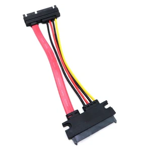 Cantell SATA 15 to 7 Pin Male to Female Data Power Cable SATA 22Pin Male to Female Extension Cable for HDD GPS