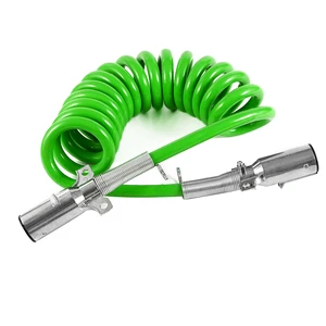 Hot Selling Trailer Spiral Wire Assembly 7 Way Plug Electrical Green Cord Cable for Truck Tractor Trailer