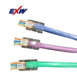 Network Cable Utp Rj 45 Rg45 Ethernet Rj45 Pass Through 8p8c Modular Plug Cat 6 Cat6 RJ45 Connector