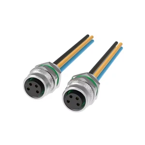 M8 Industrial 4pin Panel Mounting Connector a Code IP67 Waterproof Female Connector with Wires Harness