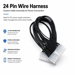 Customizable 24 Pin Dual Row Connector Wire Harness Cable Assembly Electronic Wire For PC Motherboard