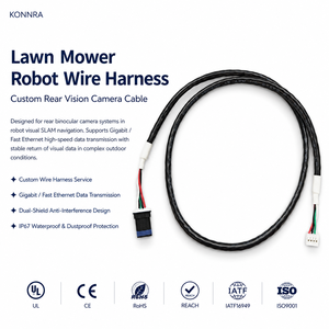 Custom Lawn Mower Robot Rear Vision Camera Wire Harness IP67 Waterproof Shielded Gigabit Ethernet Cable for SLAM Navigation