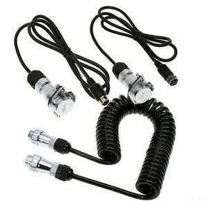 Heavy Duty Trailer Wire Harness Cable Coil Cord Kit IP67 4 Pin Din Socket Connector for Caravan Reverse Camera 3M+0.5m*2