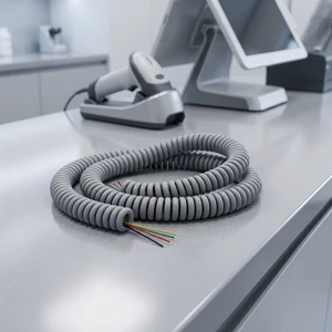 Soft TPU Spiral Control Cable 2 4 Core Coiled Signal Wire for Handheld Medical Scanner Beauty Device POS Terminal Wire