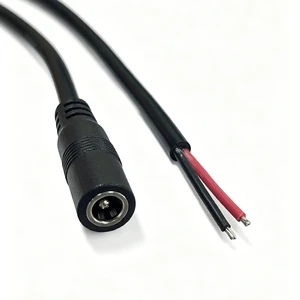 Chinese Factory Manufacture 12V Router CCTV Camera LED Strip DC 5.5x2.1mm Female Barrel Plug Extension Cord Cable 100cm 22AWG