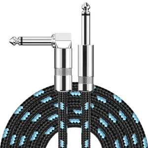 Factory OEM Logo Professional 6.35mm Mono Jack to 1/4 Inch TS 6.5mm Guitar Instrument Cable 3M for Electric Bass Piano Guitar