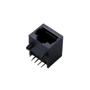 90 Degree Dip Type 8P8C RJ45 Female Connector Unshielded Plastic Ethernet Jack for PCB Mount
