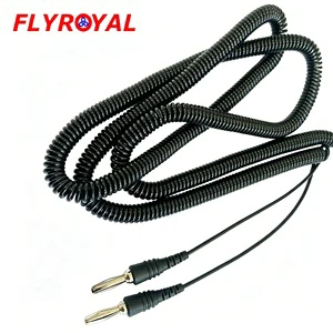 Coiled Banana Plug Test Lead Cable Assembly Flexible Spiral Cord for Industrial Electrical Testing