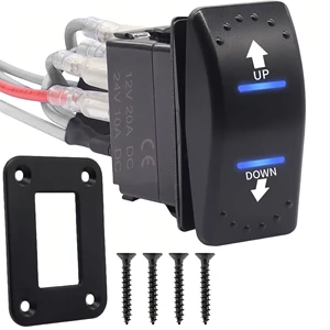 12V 20 Amp Momentary Rocker Switch 7 Pin, DC Motor Control Polarity Reverse Switch up and Down Anchor Winch Rocker Switch Panel