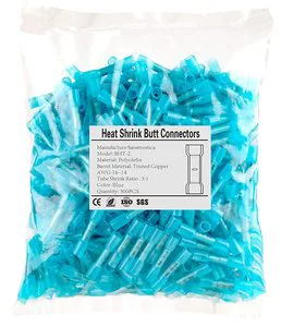 Blue Heat Shrink Butt Connectors AWG16-14, Marine Grade Heat Shrink Wire Connectors