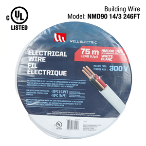LINSHENG NMD90 14/3 Building Wire 300V White Copper Cable 246ft UL Certified Power Cables For Residential Wiring