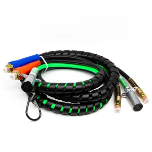 New 12' 3-IN-1 7-Way Electrical Trailer Cord Cable with Air Line Hoses-ETL Certified 24-Month Warranty
