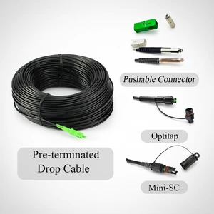 Drop Cable Assembly FIBERVISION Patch Cord Pre-Connected with Waterproof Connector Indoor Networking Fiber Optic Cable