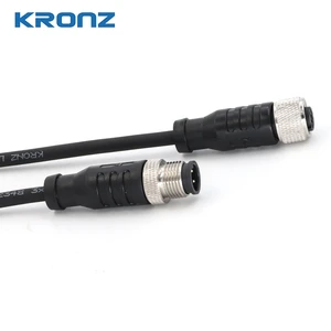 KRONZ M12 A-Code Female/Male 3/4/5/6/8 Pin Custom Pre-assembled PVC Unshielded Cable IP67 Waterproof Circular Connector