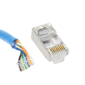 LAN Cable Connector FTP RJ45 Cat6 Gold Plated With Insert Connector