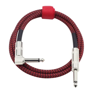 Professional OEM/ODM 5-Meter Guitar Instrument Cables 6.35mm Male-to-Male 90-Degree Silver-Plated Gold-Plated PVC Foil Noise
