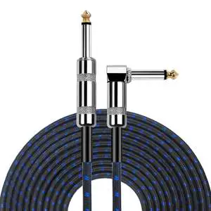 High-quality 6.35-inch PVC Jacket Copper Mesh Braided Foil Shielded Mono TS Coiled Male-Male Electric Guitar Instruments Cable