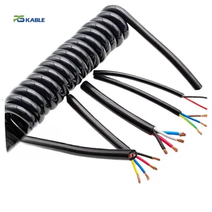 Rousheng Hot Sale Spring Cable Soot Blower Industrial Stranded PE Spiral Cable with Binder Plug for Cranes Outdoor
