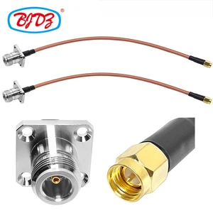 3mm Thickened Flange 4 Holes Panel Chassis Mounting N Female Jack to SMA Male RG400 RG142 RF Coaxial Extension Pigtail Cable