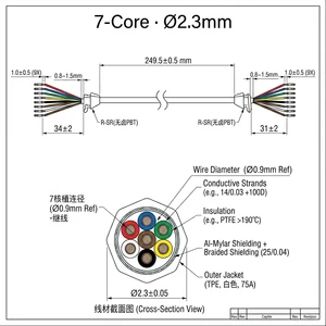 White Headband Cable Assembly Halogen-Free PBT SR 7-Core Shielded TPE Wire for Headphones 20K Bending Cold Resistant OEM ODM