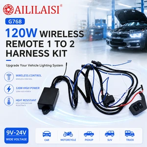 120W Wireless Remote Control 1to 2 Wiring Harness Kit High Power Heat Resistant Wide Voltage for Car Motorcycle Pickup SUV Truck