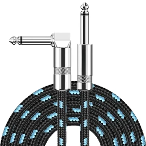 High Quality Durable 1.5M Electric Guitar Cable Braided Copper Core 1/4 Foot Jack 90 Degree TS 6.5mm Audio Mono Cable Bass Box