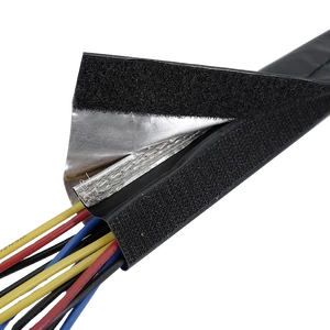 Fireproof Waterproof Flexible Emi Shielded Cable Bundling Wire Protection Hook and Loop Wrap Cable Sleeve