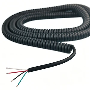 Custom Power Spring Electric Cable 4 Cores 0.3 Mm2 Pu Coiled Spiral Cable Wire Harness Assembly Manufacturer