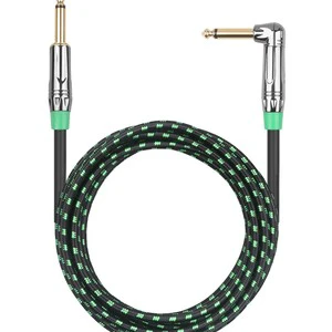Guitar Cable 10 ft Nylon Braided 24AWG 99.99% OFC 1/4 Instrument Cable, Dobule Shielded Low Noise Amp Cord for Electric Guitar