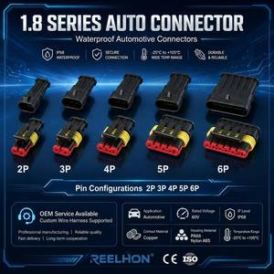 2 3 4 5 6 Pin 1.8series Male Female Waterproof Wire Harness Electric Terminal Amp Tyco Auto Connector