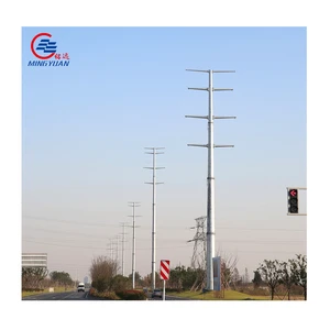 High Tension 70FT 90FT 132KV Electrical Power Transmission Line Steel Utility Pole Price